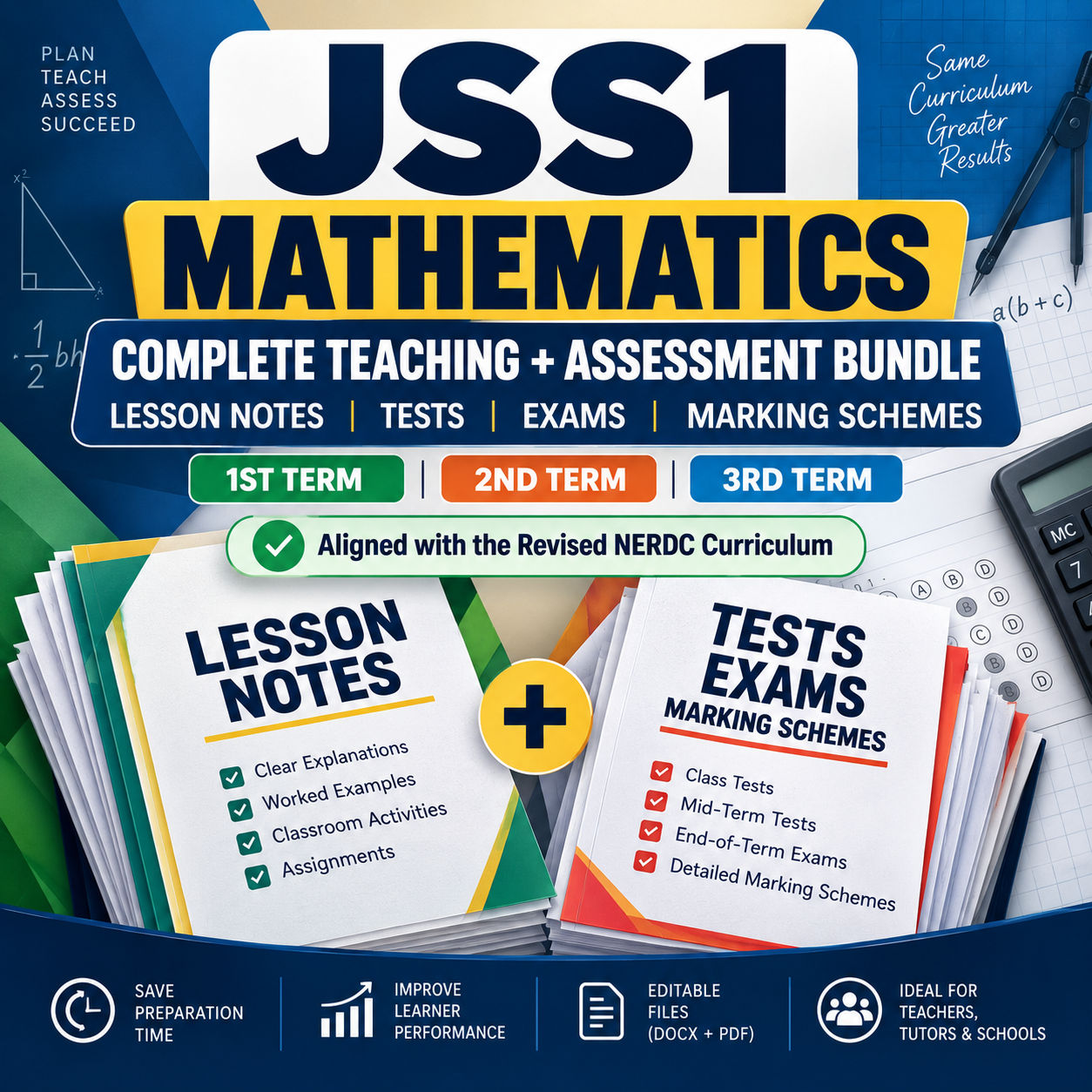 JSS1 Mathematics Lesson Notes, Tests & Exam Questions โ All 3 Terms