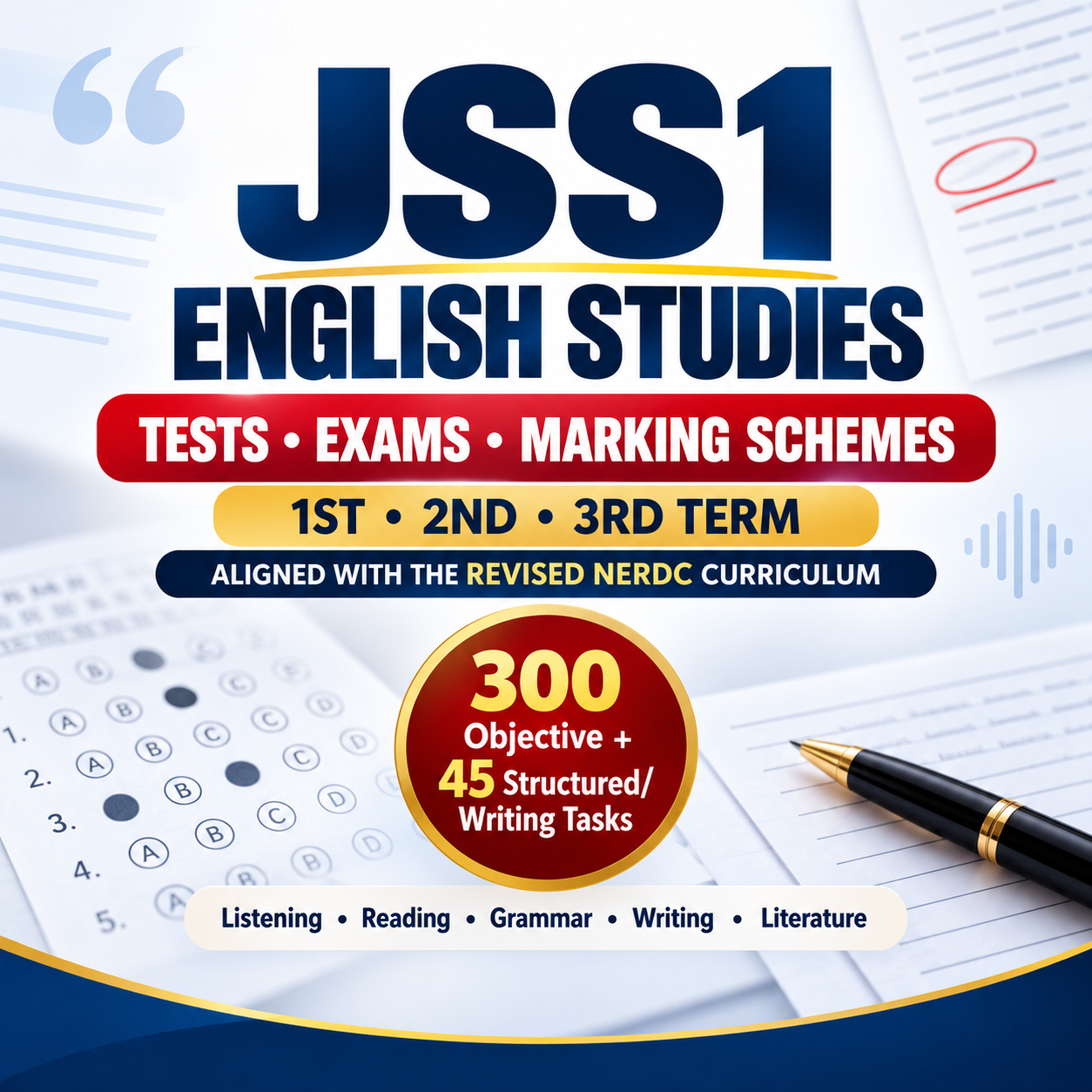 JSS1 English Studies Tests, Exam Questions & Marking Schemes – 1st, 2nd & 3rd Term